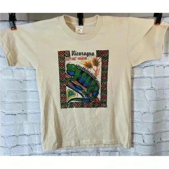 Hawaiian Tropical Iguana Bearded Dragon TAN T Shirt Nicaragua Kids Size 16 NWOT - Picture 6 of 13